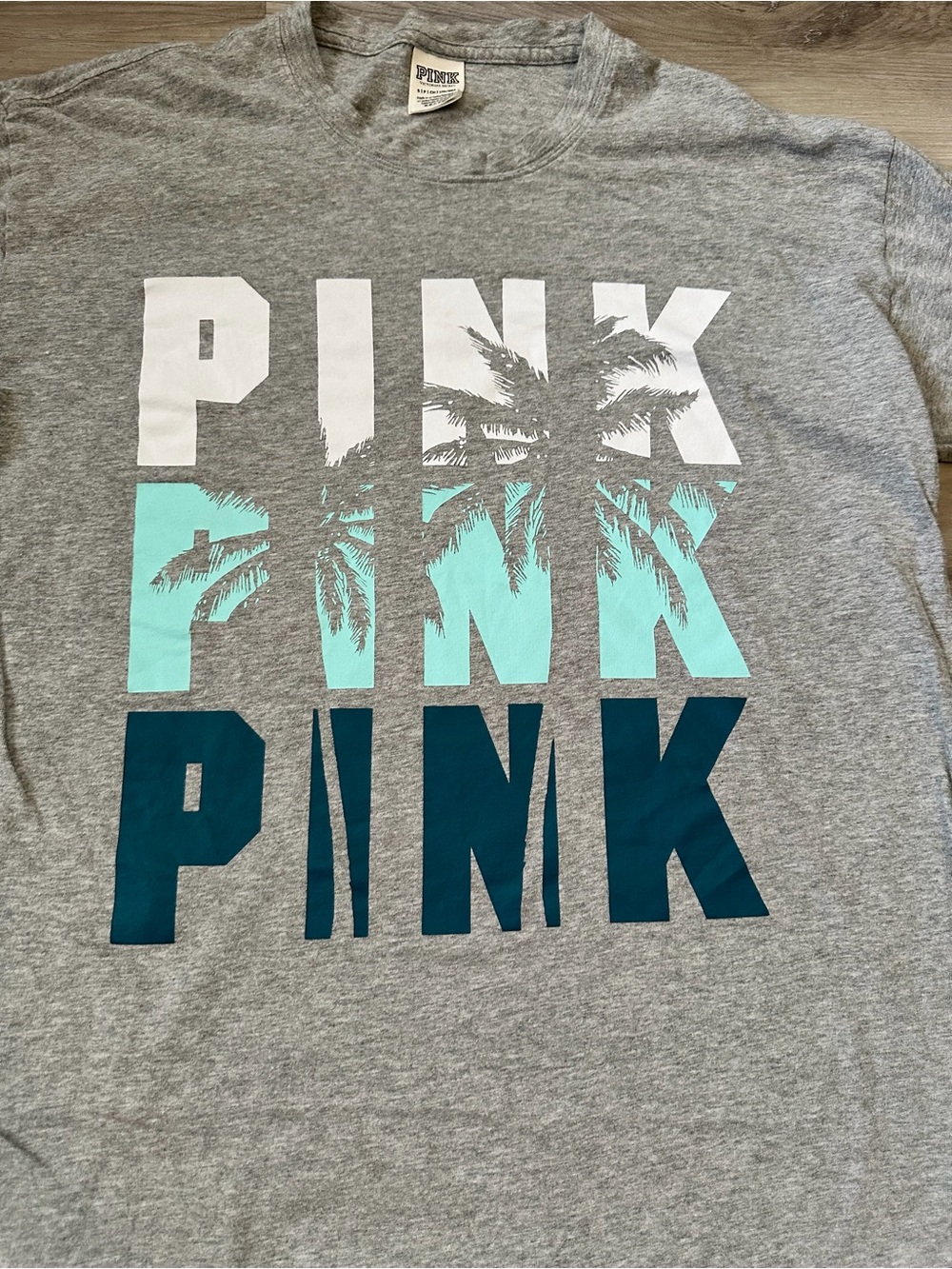 Women’s Pink Victoria Secret Oversized Gray/Blue Palm TreeLong Sleeve Shirt